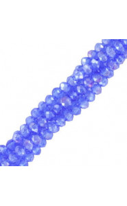 Faceted glass beads 3x2mm disc - Seaport blue-pearl shine coating